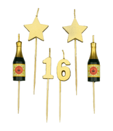 Kaarsjes 16 Jaar Champagne 17,5cm